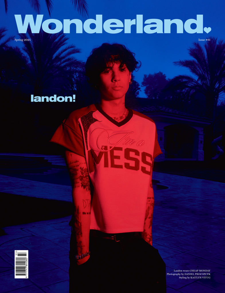 LANDON BARKER Covers Wonderland's Spring issue 2025 Wearing Cheap Monday