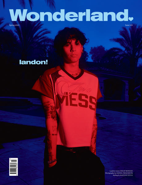 LANDON BARKER Covers Wonderland's Spring issue 2025 Wearing Cheap Monday