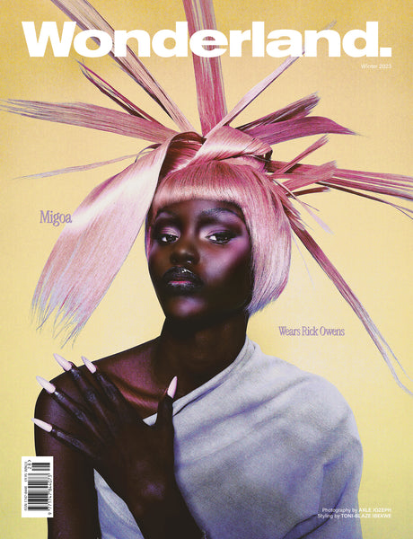 Migoa covers the Winter 2023 issue wearing Rick Owens